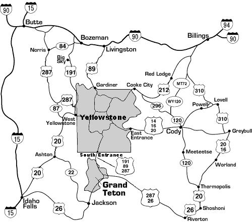yellowstone direction map